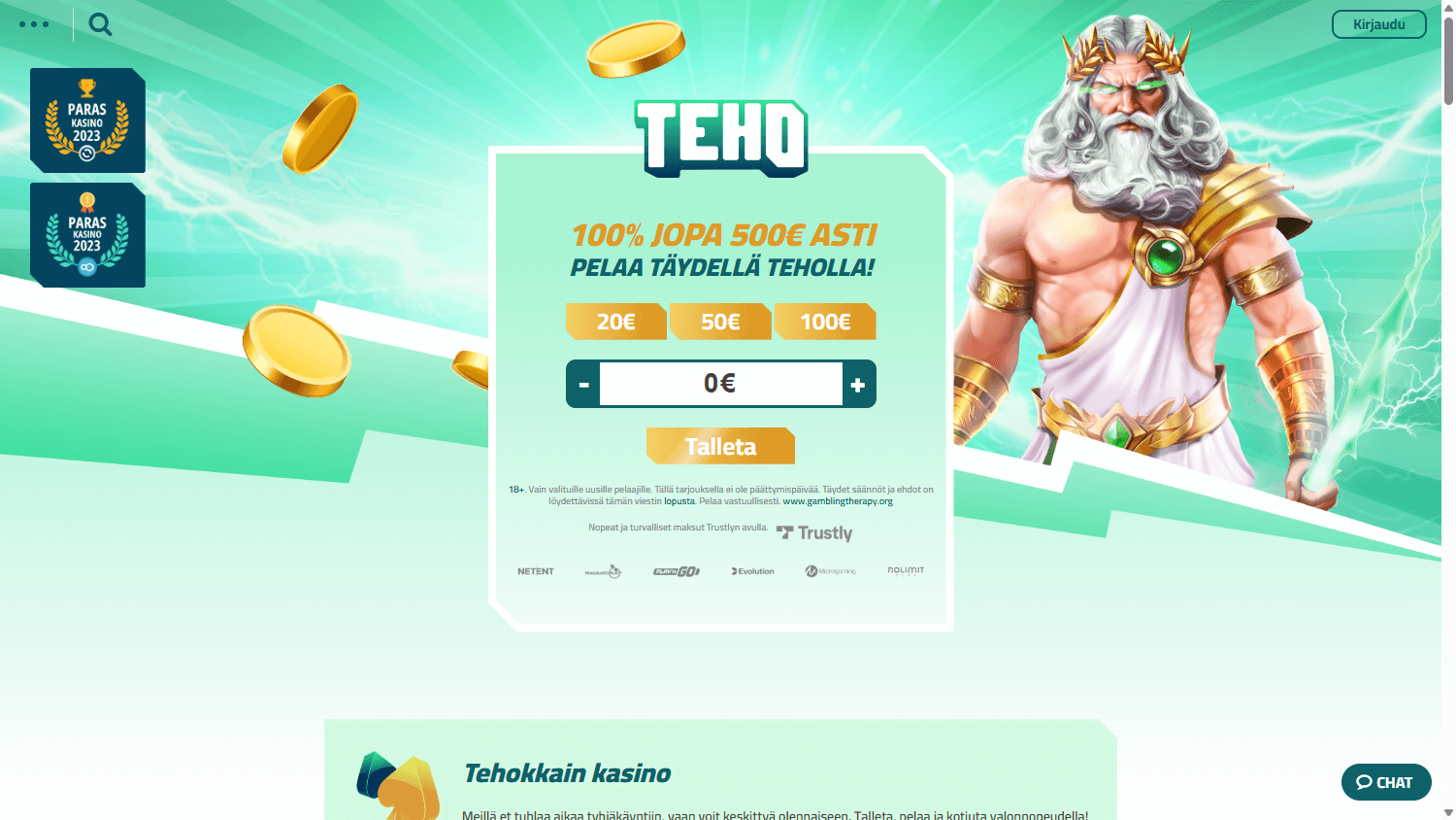 Tehokasino Casino Desktop screenshot